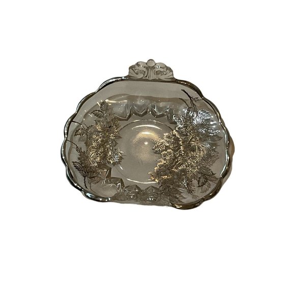 Silver City Glass Napkin Candy Bon Bon Trinket Serving Etched Dish - Picture 2 of 6